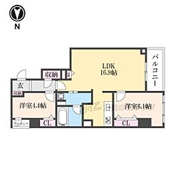 Mare京都一条 2LDKの間取図画像