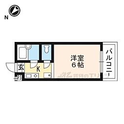 アルティ紫野 1Kの間取図画像