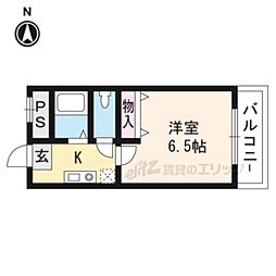 二条CUBE 1Kの間取図画像