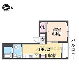 メゾンアーサー 1DKの間取図画像