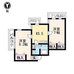 ライブコート神山 2Kの間取図画像
