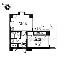 ライオンズマンション北大路 1DKの間取図画像