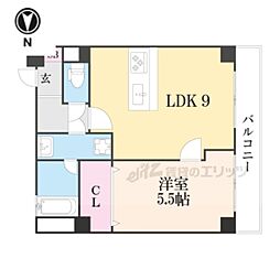 サーシャ西陣 1LDKの間取図画像