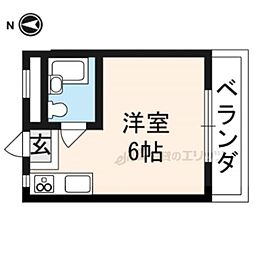 ヴォーンハイムテラモト ワンルームの間取図画像