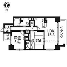 御所西夷川町アーバンライフ 2LDKの間取図画像