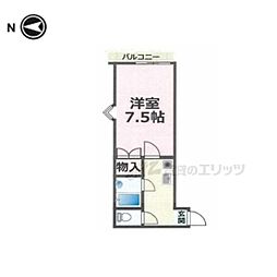 サンダ館2 1Kの間取図画像