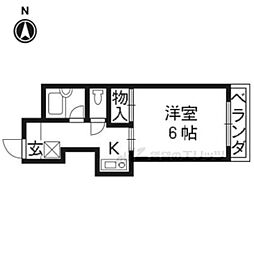 リーブ上ぼん 1Kの間取図画像