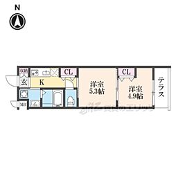 ARCOBALENO KYOTO NISHIKYOGOKU 2Kの間取図画像
