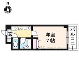 アベニール北白川 1Kの間取図画像