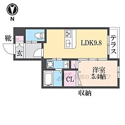 JMメゾン御所西 1LDKの間取図画像