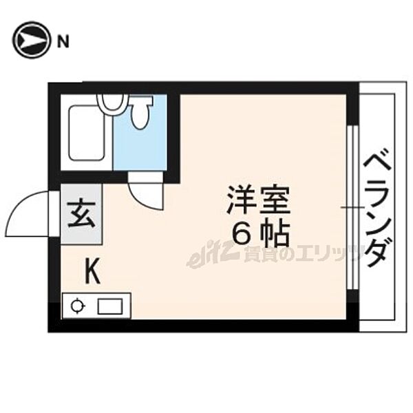 スウィング岡崎 401｜京都府京都市北区紫竹下高才町(賃貸マンション1R・4階・12.96㎡)の写真 その2