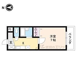 ビュ−テラスＫ 2階1Kの間取り