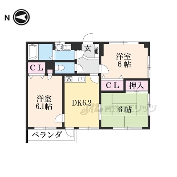 ブエナビスタ 201｜滋賀県近江八幡市安土町上豊浦(賃貸マンション3DK・2階・55.00㎡)の写真 その2