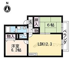 ネストロ・オガール 2LDKの間取図画像