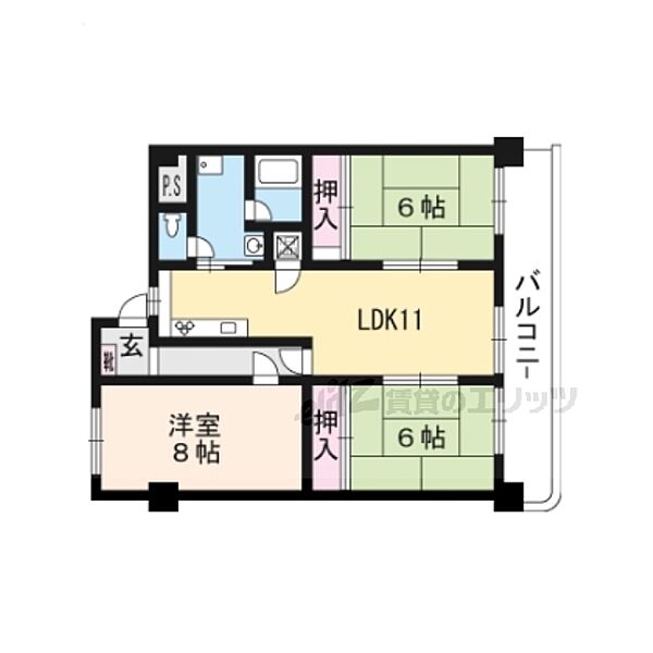 滋賀県草津市新浜町(賃貸マンション3LDK・3階・71.35㎡)の写真 その2