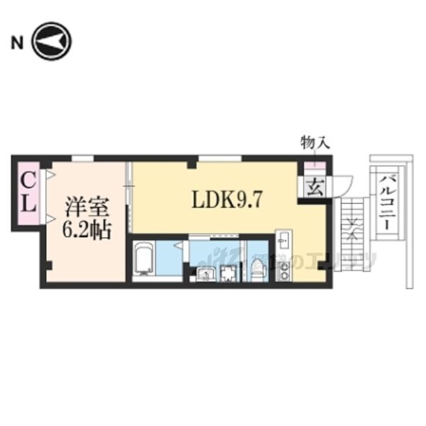 滋賀県大津市長等3丁目(賃貸アパート1LDK・2階・34.57㎡)の写真 その2