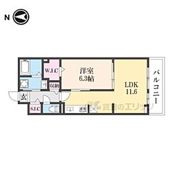 ウエスト　コミタリアIII 3階1LDKの間取り
