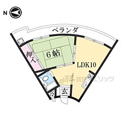 レドンダカサ玉川 2階1LDKの間取り
