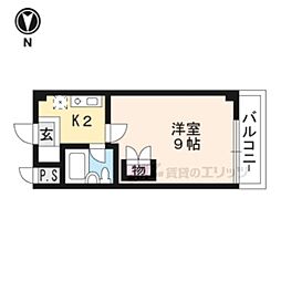 カーサ・ソラッツオ壱番館 4階1Kの間取り