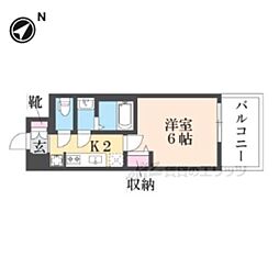 京阪京津線 上栄町駅 徒歩4分の賃貸マンション 11階1Kの間取り