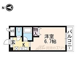 エミネンスコート瀬田 7階1Kの間取り