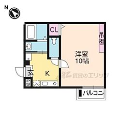 アークリード大津 3階1Kの間取り