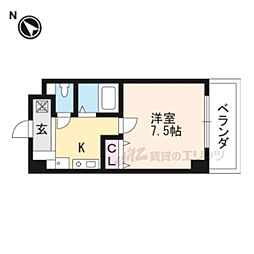 ＬＡＫＥ　ＳＱＵＡＲＥーI 2階1Kの間取り