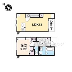JR東海道・山陽本線 南草津駅 徒歩32分の賃貸アパート 1階1LDKの間取り