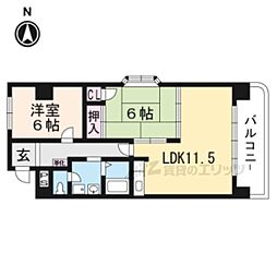 JR湖西線 安曇川駅 徒歩5分の賃貸マンション 3階2LDKの間取り