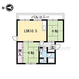 メゾンヤマギワ 3階2LDKの間取り