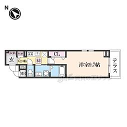 JR東海道・山陽本線 草津駅 徒歩19分の賃貸アパート 1階1Kの間取り