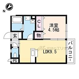 ホワイト　ヴェール 1階1LDKの間取り