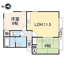 JR草津線 三雲駅 徒歩32分の賃貸アパート 2階2LDKの間取り