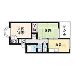 ルミネス瀬田 1階2DKの間取り