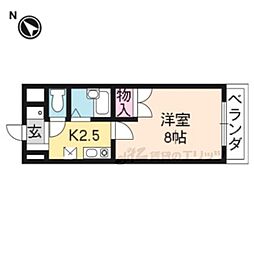 ラルースII 3階1Kの間取り