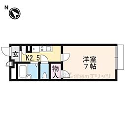 JR東海道・山陽本線 石山駅 徒歩22分の賃貸アパート 2階1Kの間取り