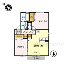 ソレイユ・ヴィラＡ館 2階2LDKの間取り