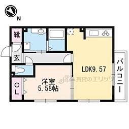JR東海道・山陽本線 草津駅 徒歩22分の賃貸アパート 2階1LDKの間取り