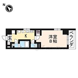 JR東海道・山陽本線 南草津駅 徒歩1分の賃貸マンション 13階1Kの間取り