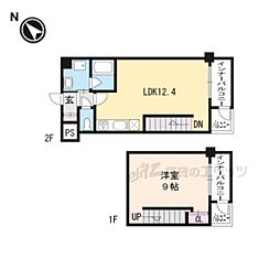 JR草津線 手原駅 徒歩17分の賃貸マンション 3階1LDKの間取り