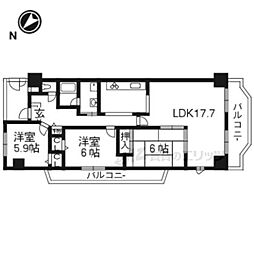 サンマール南草津 6階3LDKの間取り
