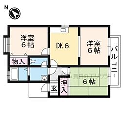 JR東海道・山陽本線 守山駅 徒歩20分の賃貸アパート 1階3DKの間取り