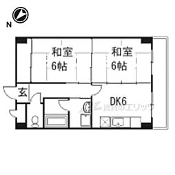 ステージハウス万石 4階2DKの間取り