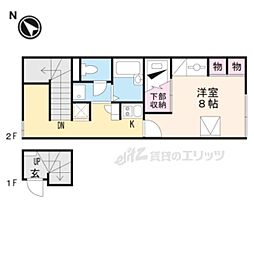 レオパレス翔 210 2階1Kの間取り