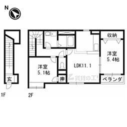 JR東海道・山陽本線 守山駅 徒歩20分の賃貸アパート 2階2LDKの間取り