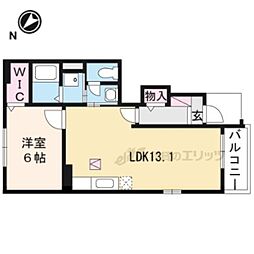 クレール聖徳Ｃ 1階1LDKの間取り