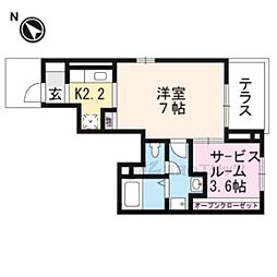 Ｅｖｅｒ　Ｇｒｅｅｎ 1階1Kの間取り