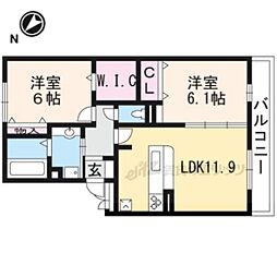 Ｍｅｒｃｉ大将軍II 2階2LDKの間取り
