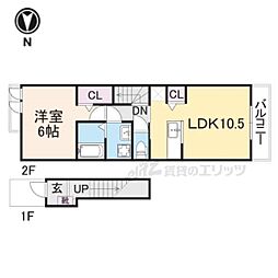 近江鉄道八日市線 太郎坊宮前駅 徒歩2分の賃貸アパート 1階1LDKの間取り
