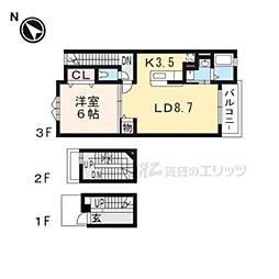 ラ・エトワール 1LDKの間取図画像